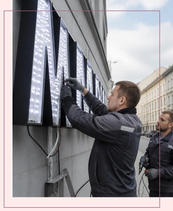 Изготовление и монтаж светодиодных LED вывесок в Пушкине
